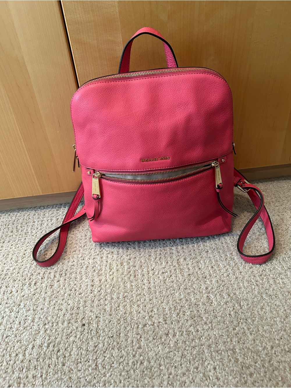 Michael Kors Hot Pink Pebbled Leather Backpack
